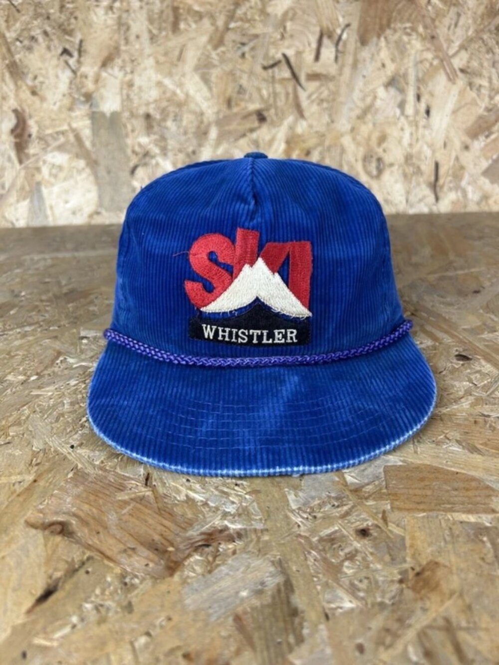 Ski Whistler Mountain Corduroy Hat Cap 90s Snapback Blue One Size